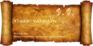 Vladár Valentin névjegykártya
